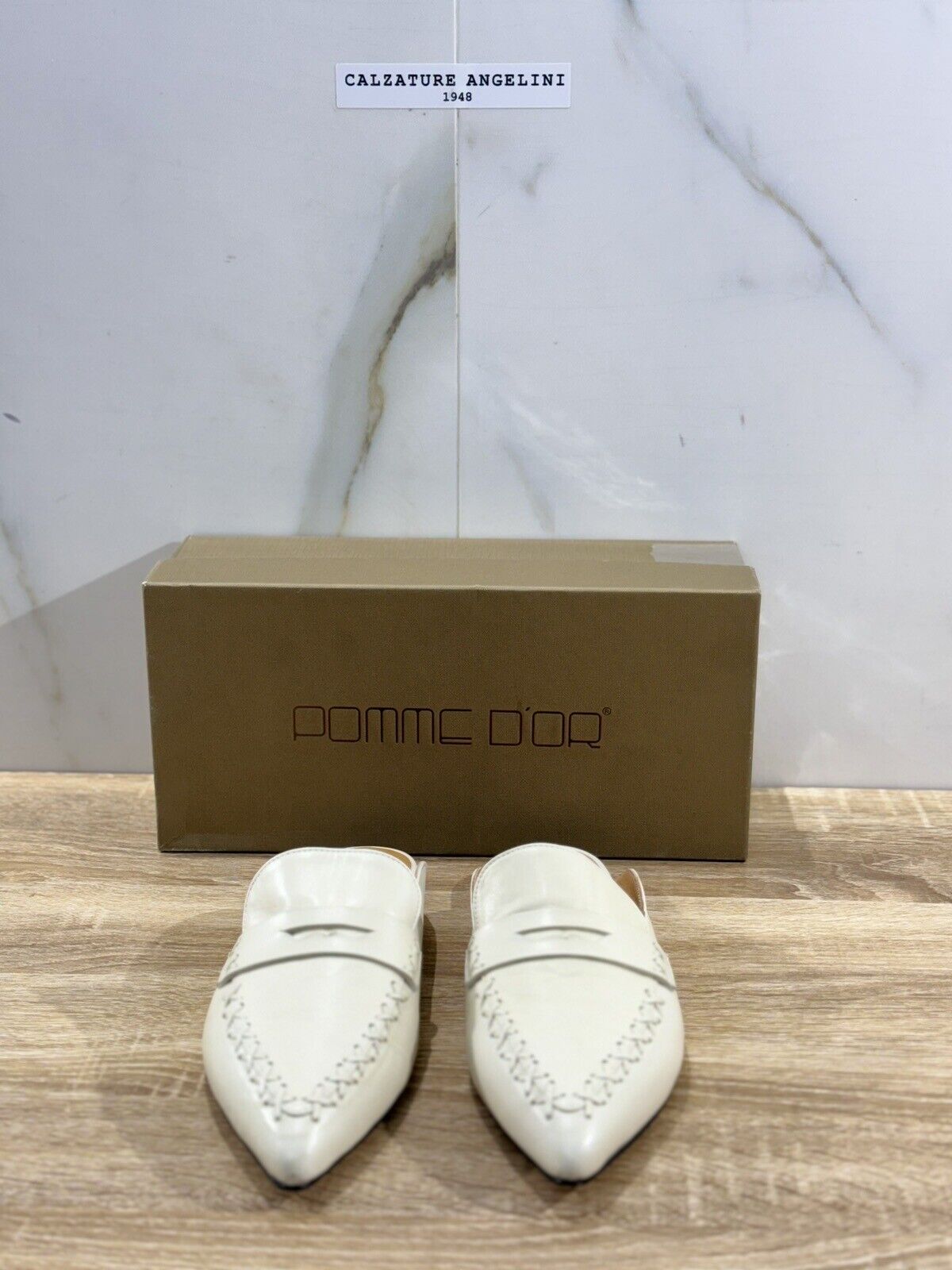 Pomme D’or Mules Donna Pelle Crema  Luxury Handmade Woman Pomme D’or 41