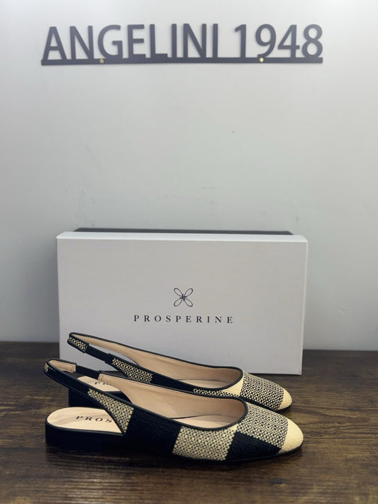 Prosperine Sling Back  In Raffia Nero Beige   Casual Flat Shoes Donna 37.5