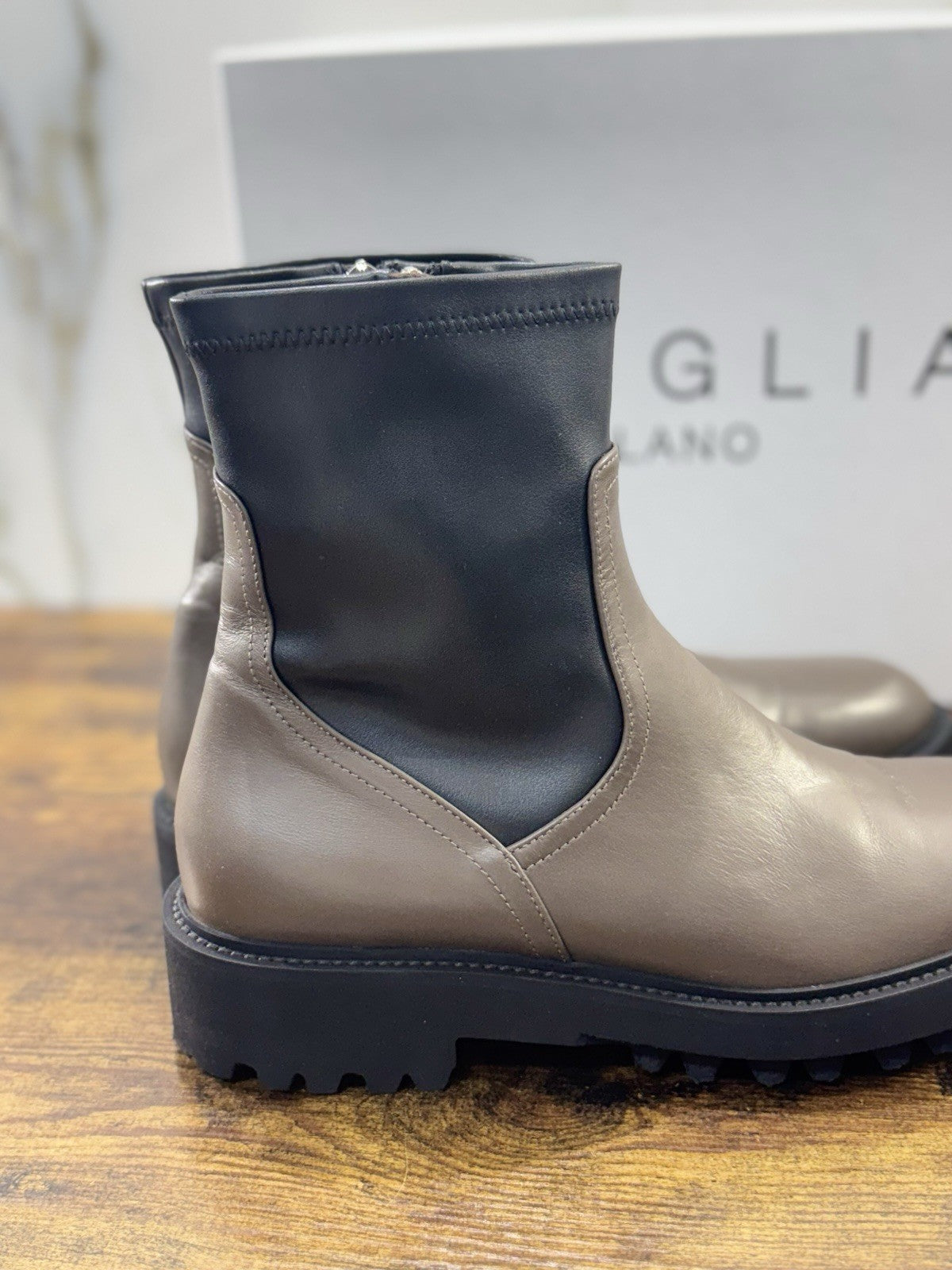 Bruglia Milano Chelsea Boot Fango  Pelle  Top Quality Scarpe Donna 38