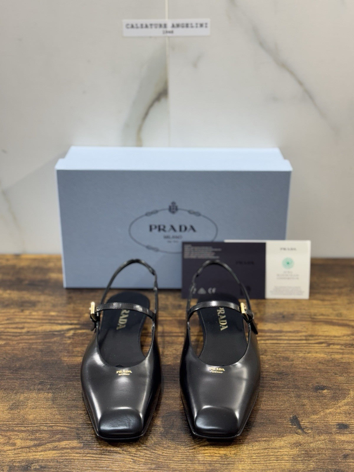 Prada Ballerine Sling Back In Pelle Liscia Nera Icon Prada Donna 38