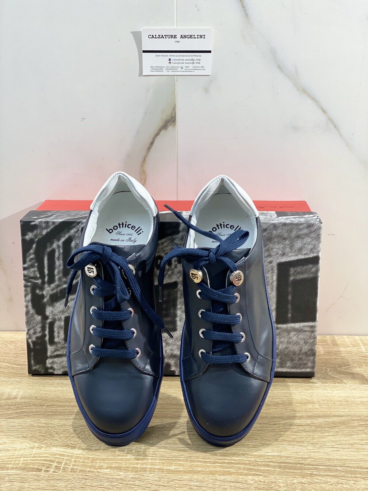 Botticelli Scarpa Uomo Icon Sneaker In Pelle Blu Luxury Made In Italy 40