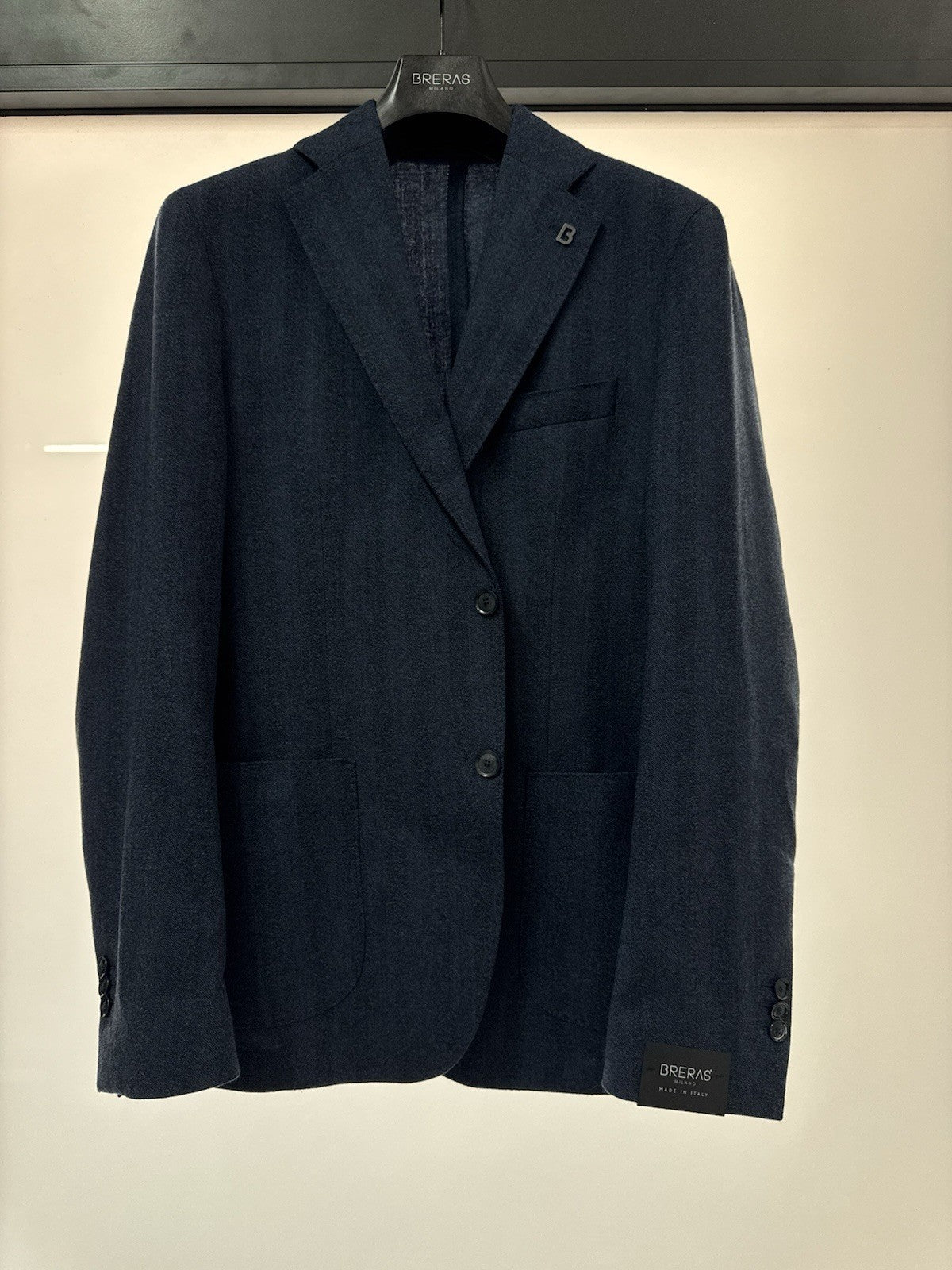 Breras Milano Giacca 100% Lana Vergine   Blu Uomo 48