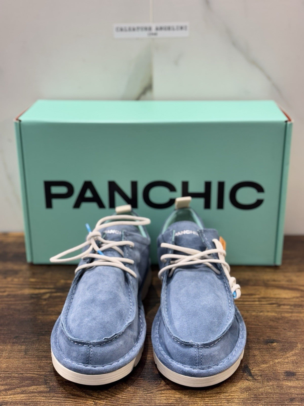 Panchic Lace Up Scarpa Suede Blu Casual Uomo 45