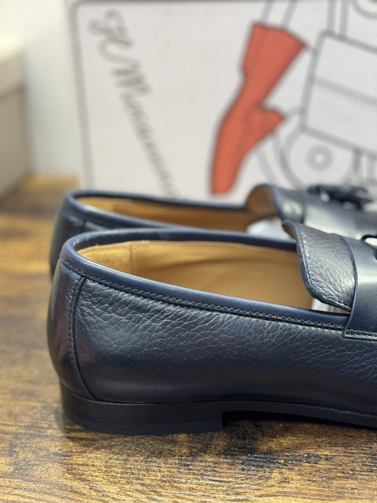 Il Mocassino Pelle Blu Nappine  Casual Scarpa Uomo Fatta A Mano 42
