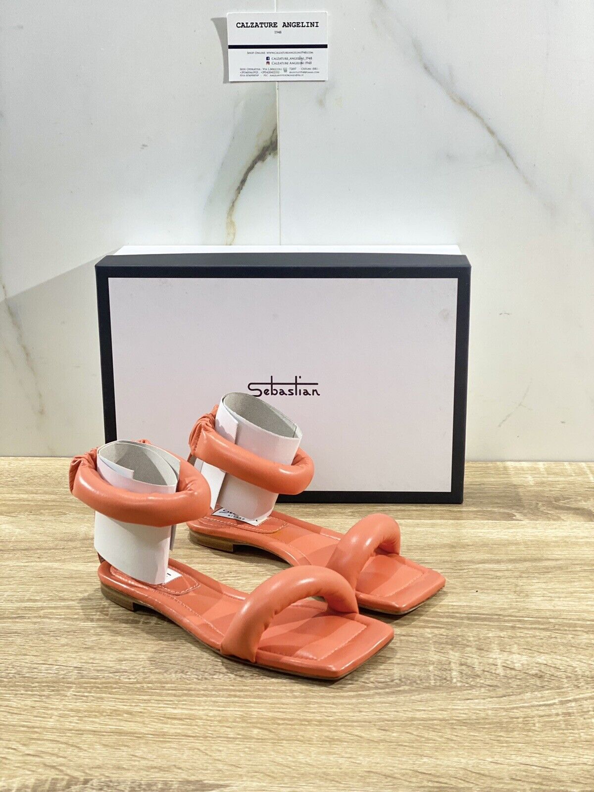 Sebastian Sandalo Donna Tubolare Flat Nappa Coral Luxury Sebastian Sandal 35