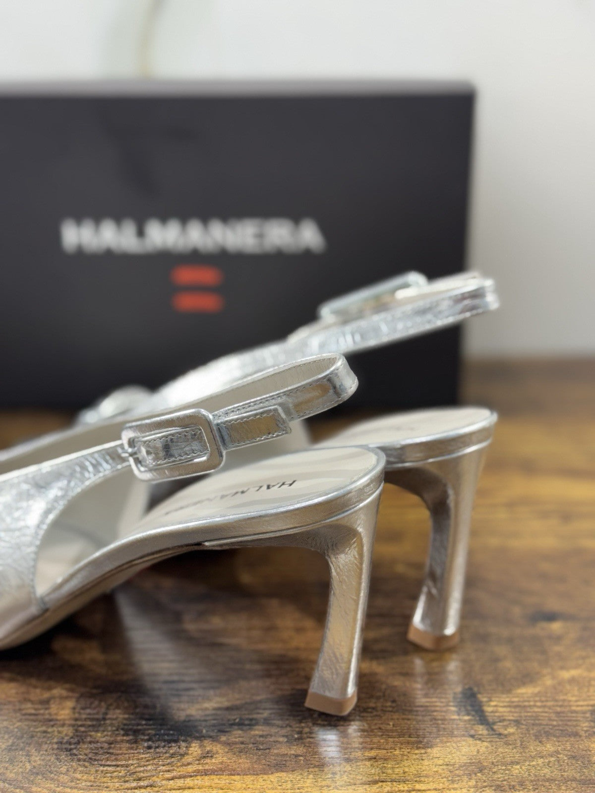 HALMANERA Sling Back Pelle Argento   Luxury Made In Italy Donna 41