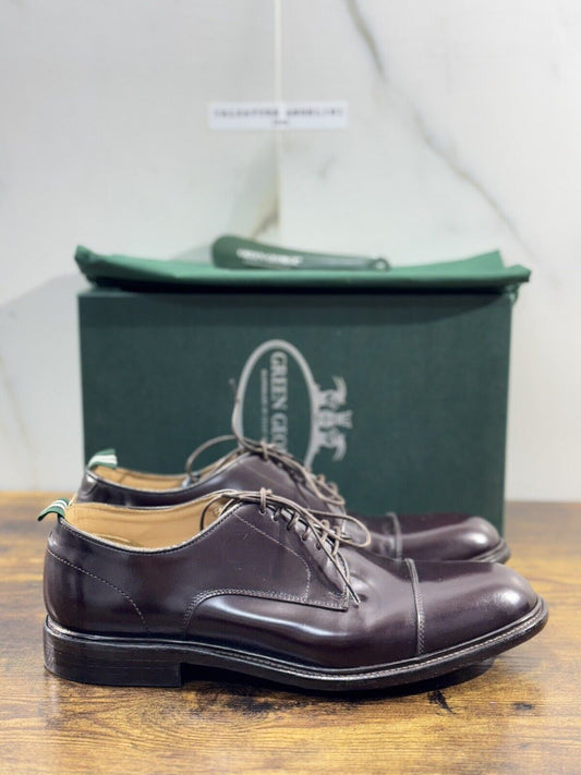 Green George derby Marrone  in pelle polished luxury men  Doppio Cuoio 40.5