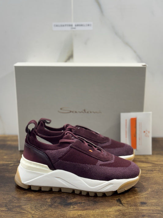 Santoni Innova Sneaker Pelle Burgundy  Luxury Scarpe Santoni Donna 36.5