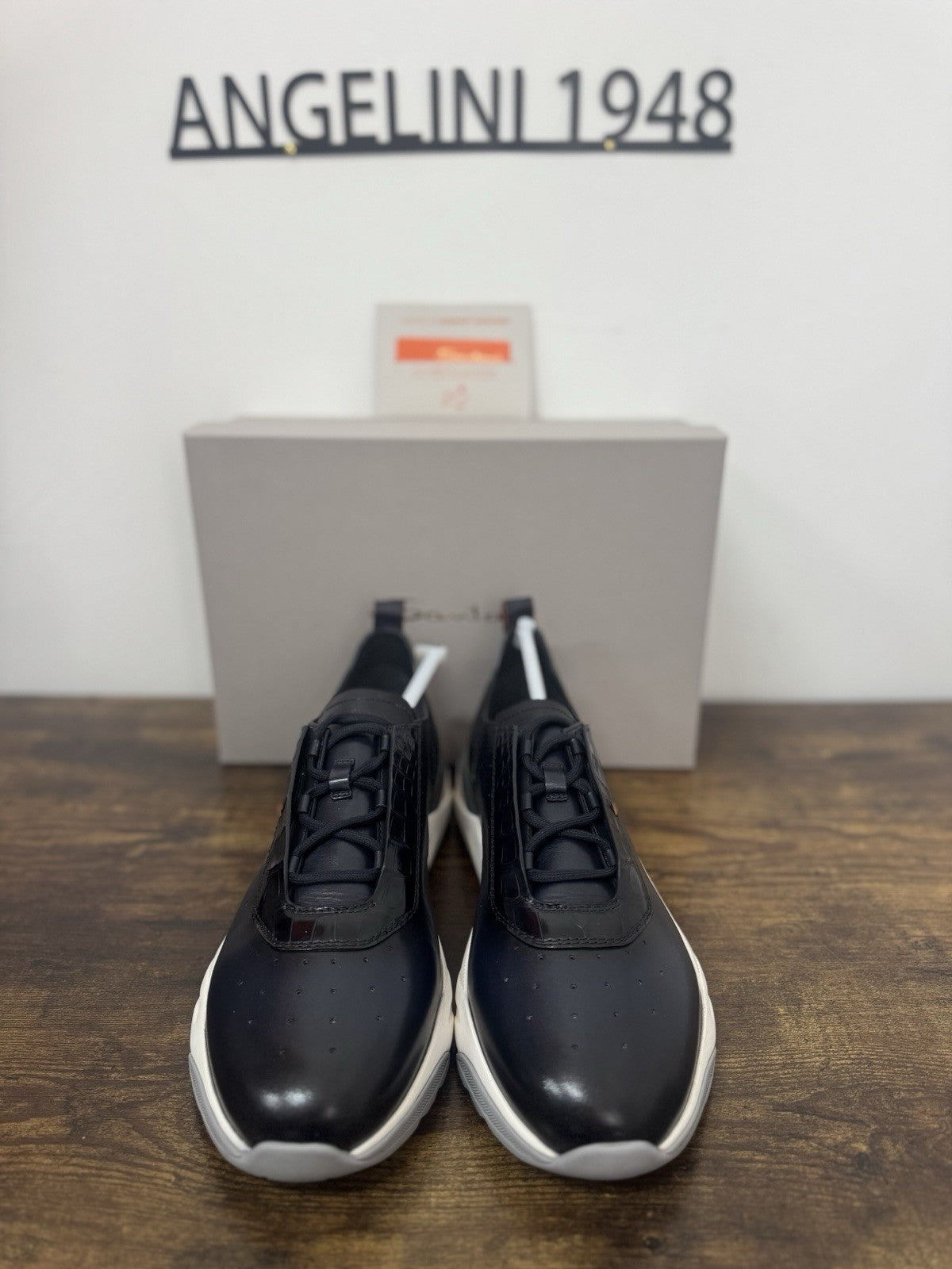 Santoni Innova Sneaker Pelle Blu Casual Luxury Santoni Scarpa Uomo 45