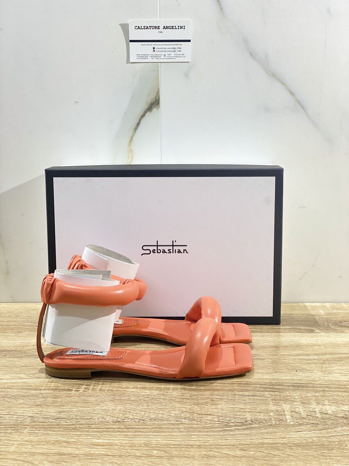 Sebastian Sandalo Donna Tubolare Flat Nappa Coral Luxury Sebastian Sandal 35