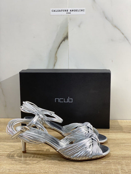 NCUB Sandalo Donna Modello Luna Pelle Argento  Luxury Woman Sandal 40