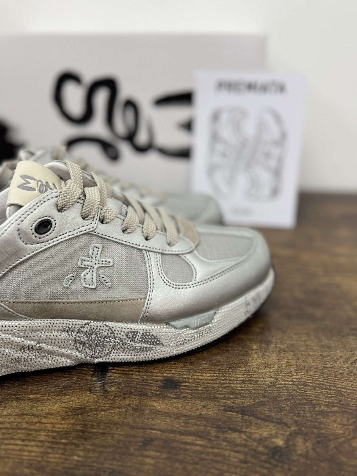Premiata Mase Sneaker Pelle Silver Strass Casual Premiata Donna 39