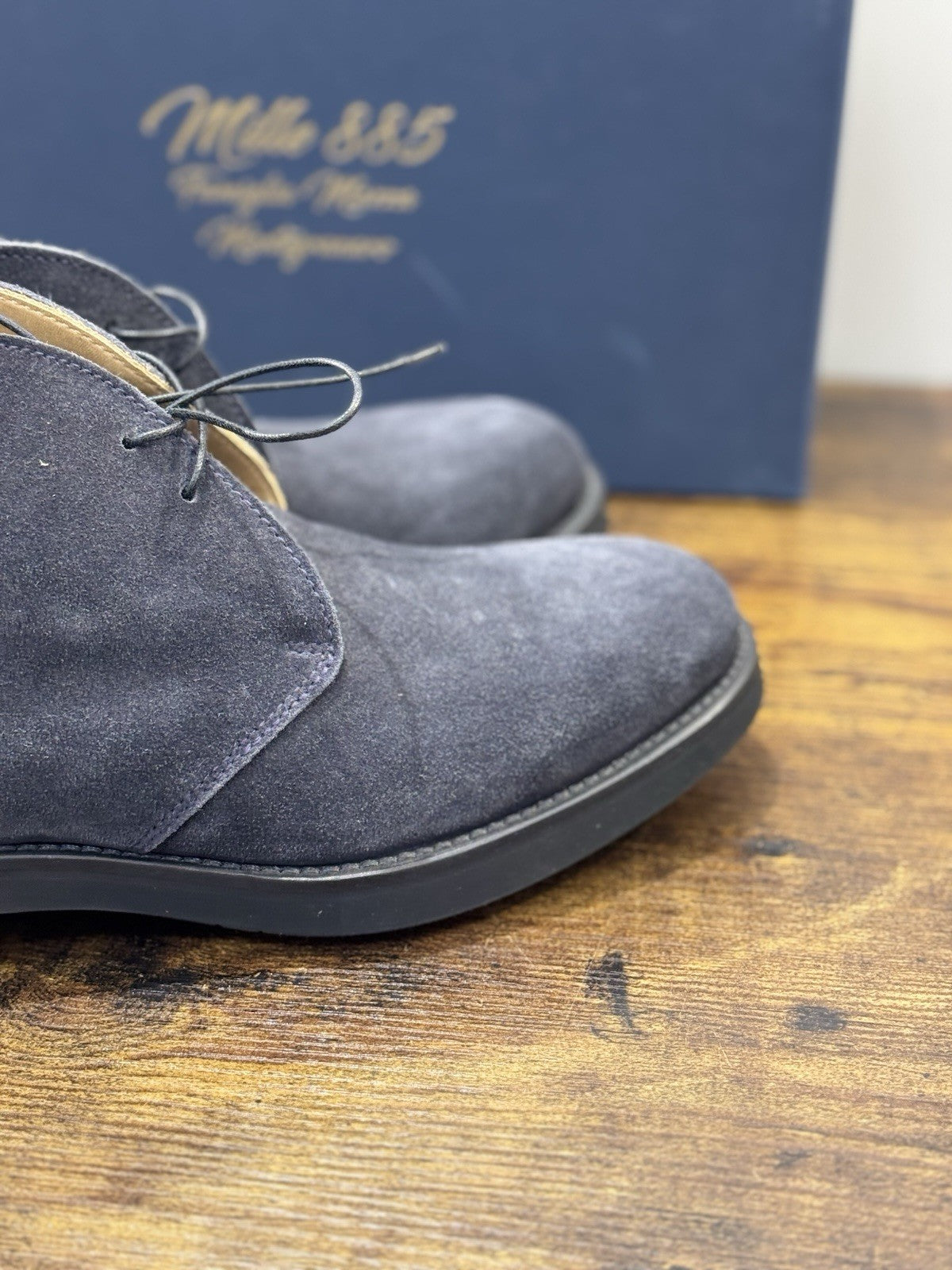 Mille 885 Polacchino    Suede Blu    Fatto A Mano In Italia Uomo 40