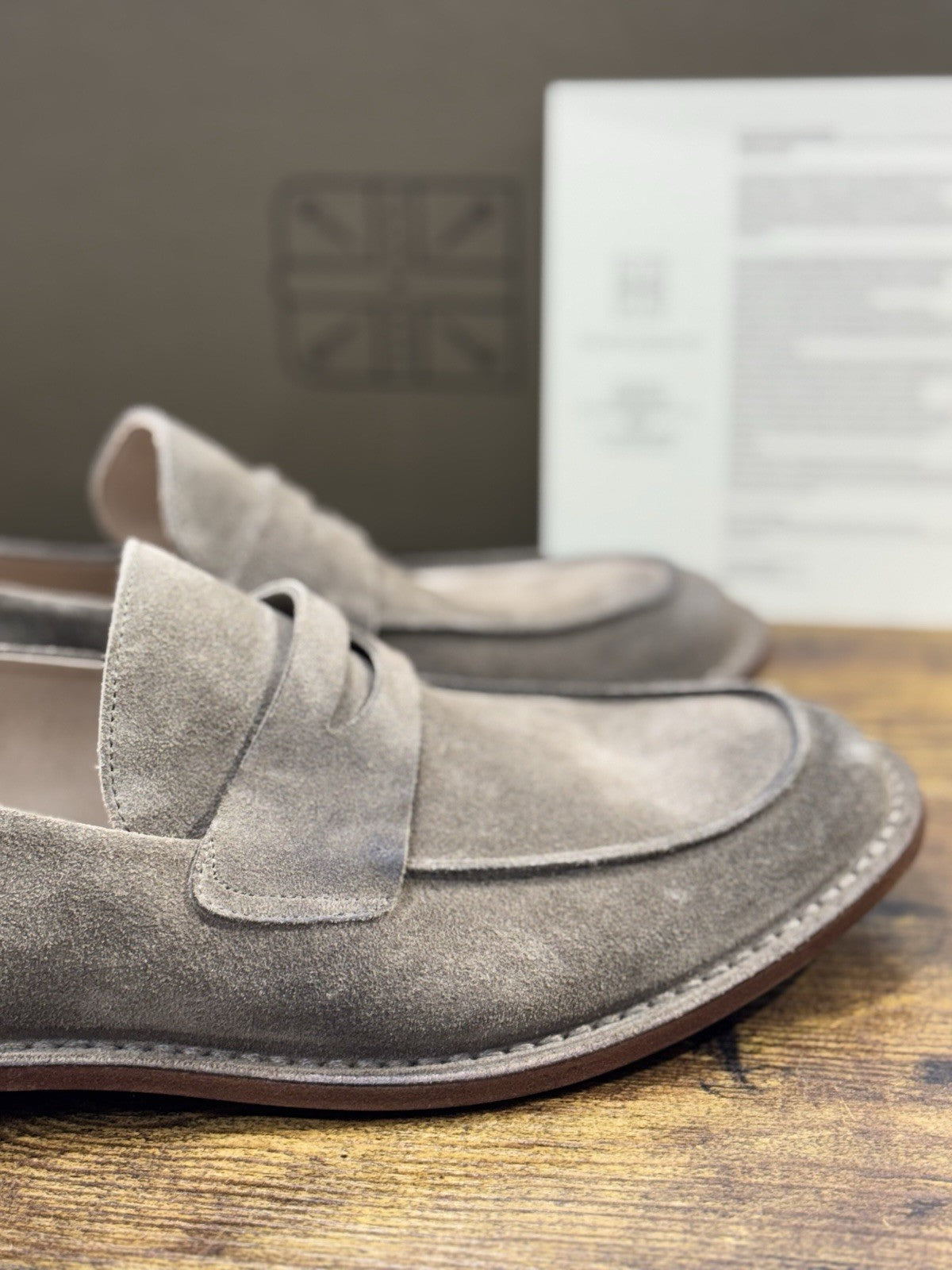 Pantanetti Mocassino Pelle Tortora Suede  Fondo Cuoio Handmade In Italy Uomo 43