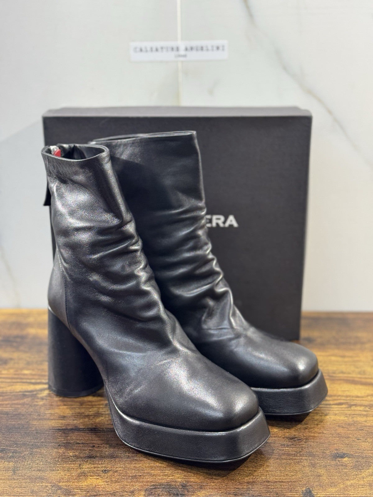 HALMANERA Stivaletto Donna Lara   Pelle Nera Con Tacco Casual Handmade Boot 41