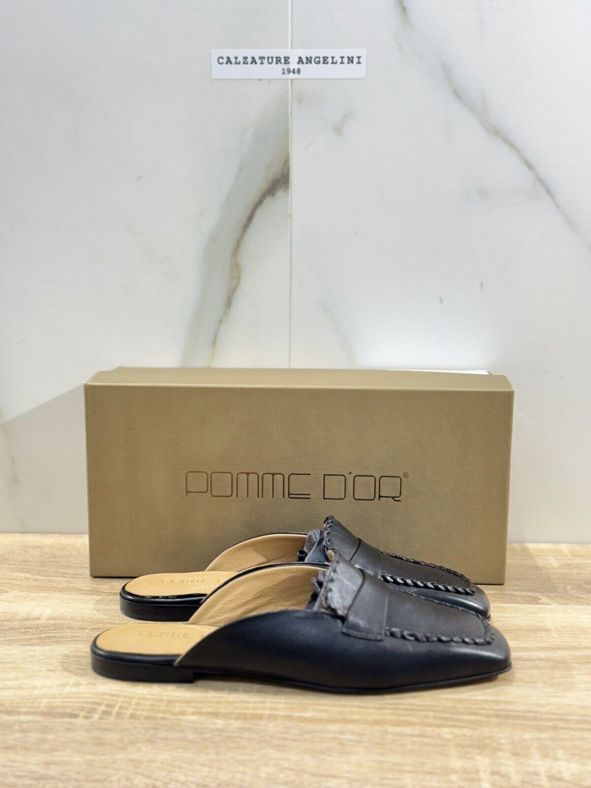 Pomme D’or Mules Donna Pelle Nera Luxury Handmade Woman Pomme D’or 36