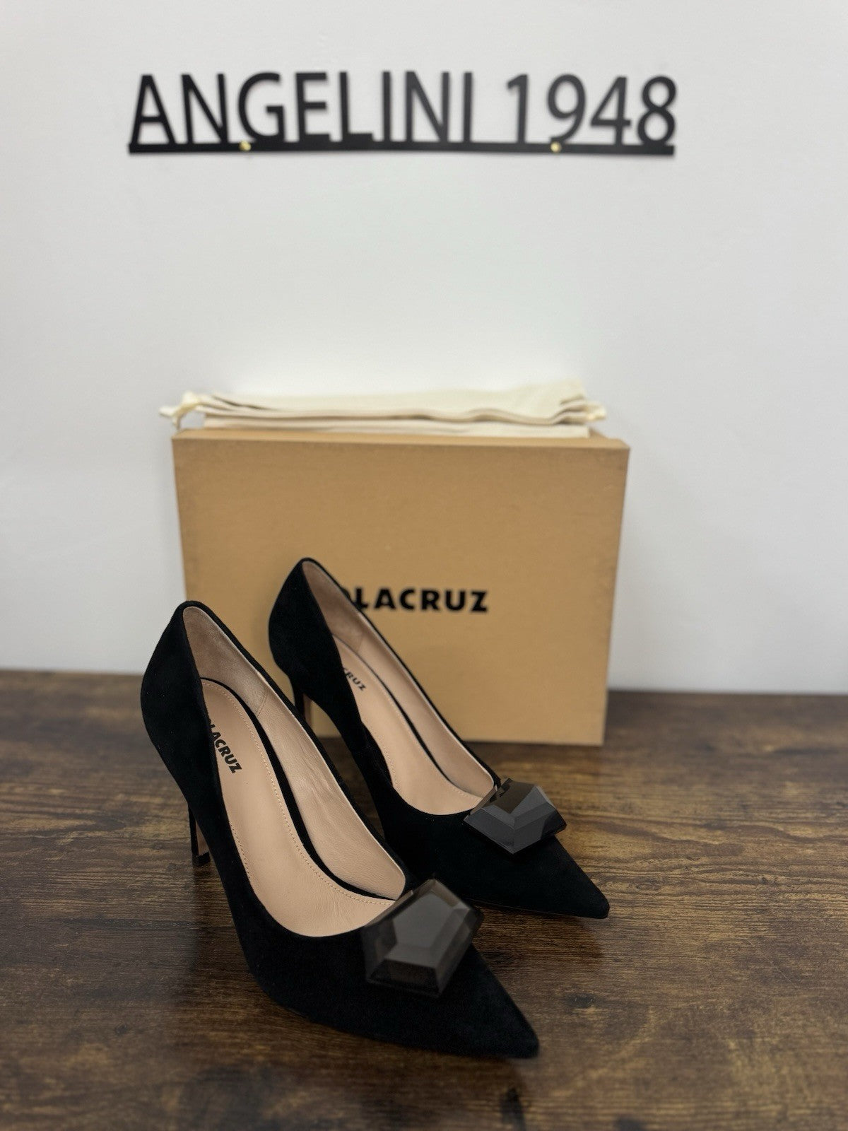 Lola Cruz Décolleté Pelle Suede  Nero Tacco Casual Donna 36