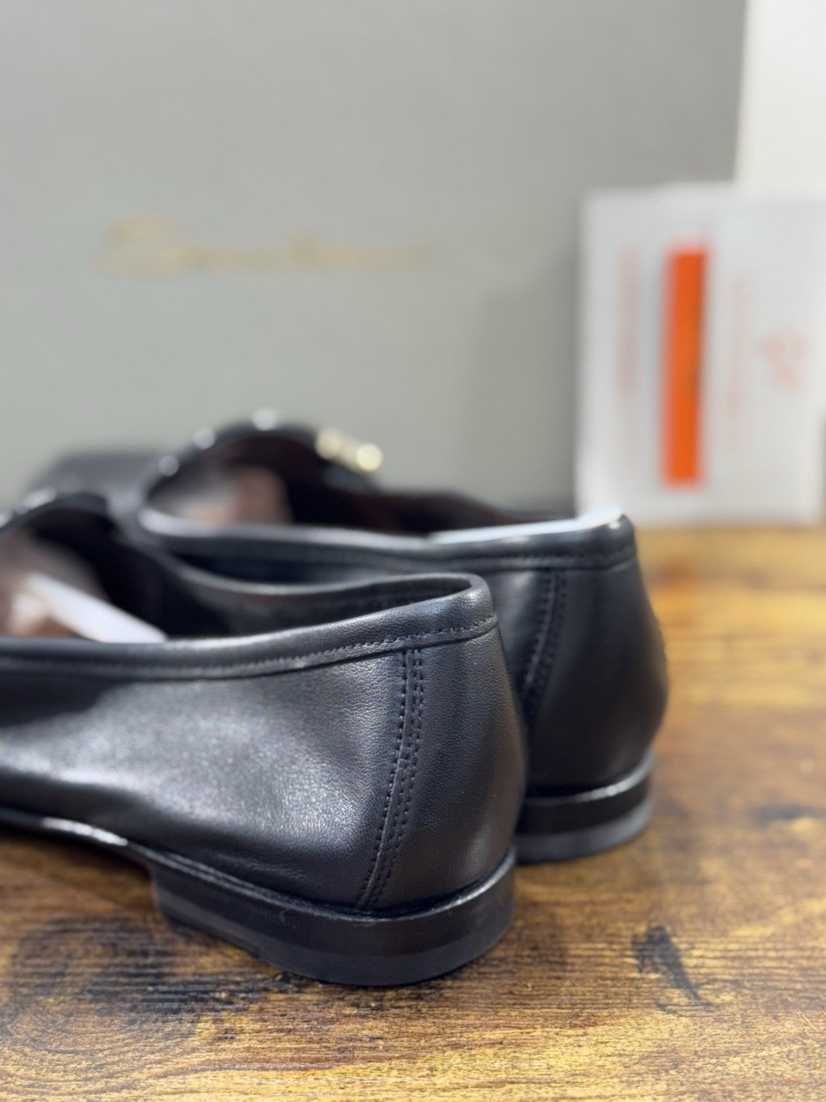Santoni Mocassino Pelle Nera Doppia Fibbia  Luxury Santoni Goodyear  Donna 38