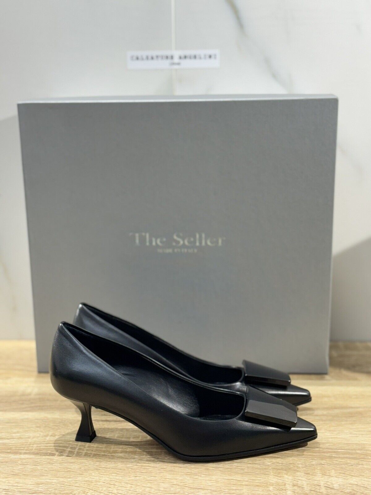 The Seller Decollete Donna Pelle Nero Con Tacco  Handmade 40