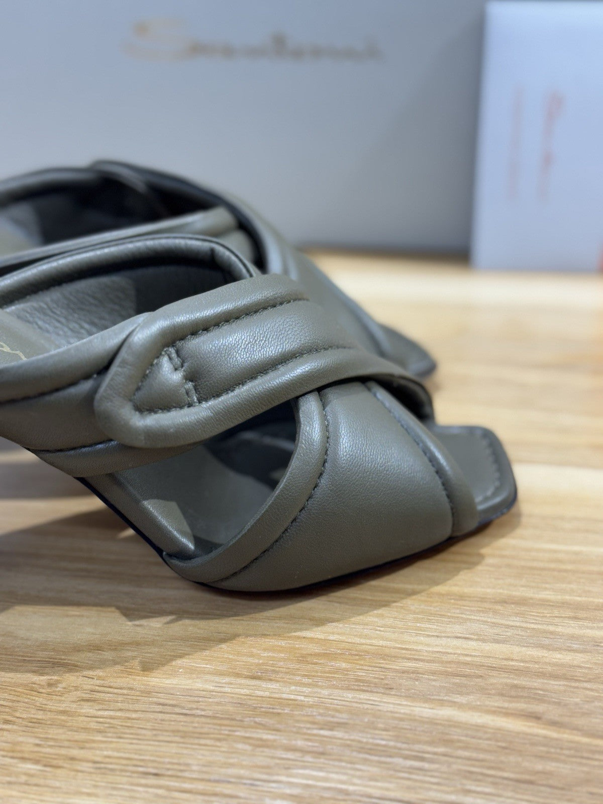 Santoni Sandalo Donna Pelle Verdone Con Tacco Luxury Santoni Sandalo Donna 36