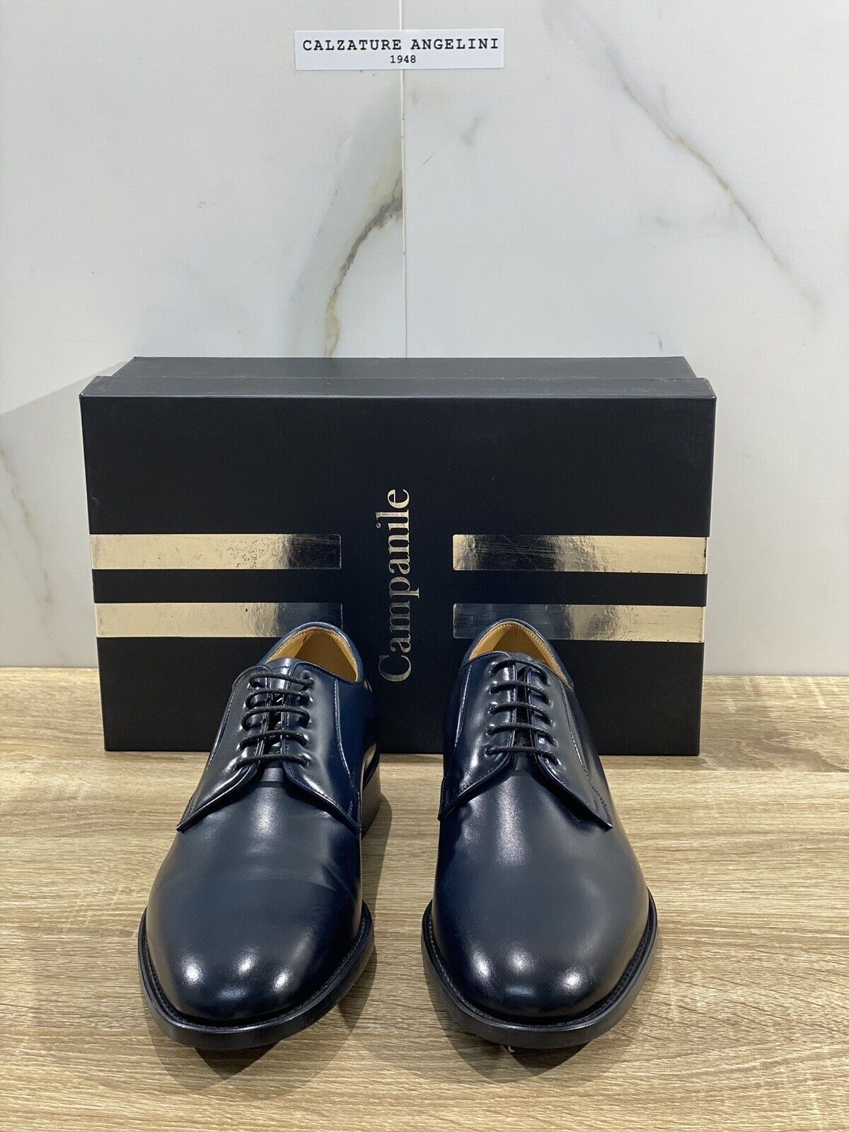 Campanile Derby Uomo T2637S Pelle Blu Luxury Campanile Derby Shoes 40.5