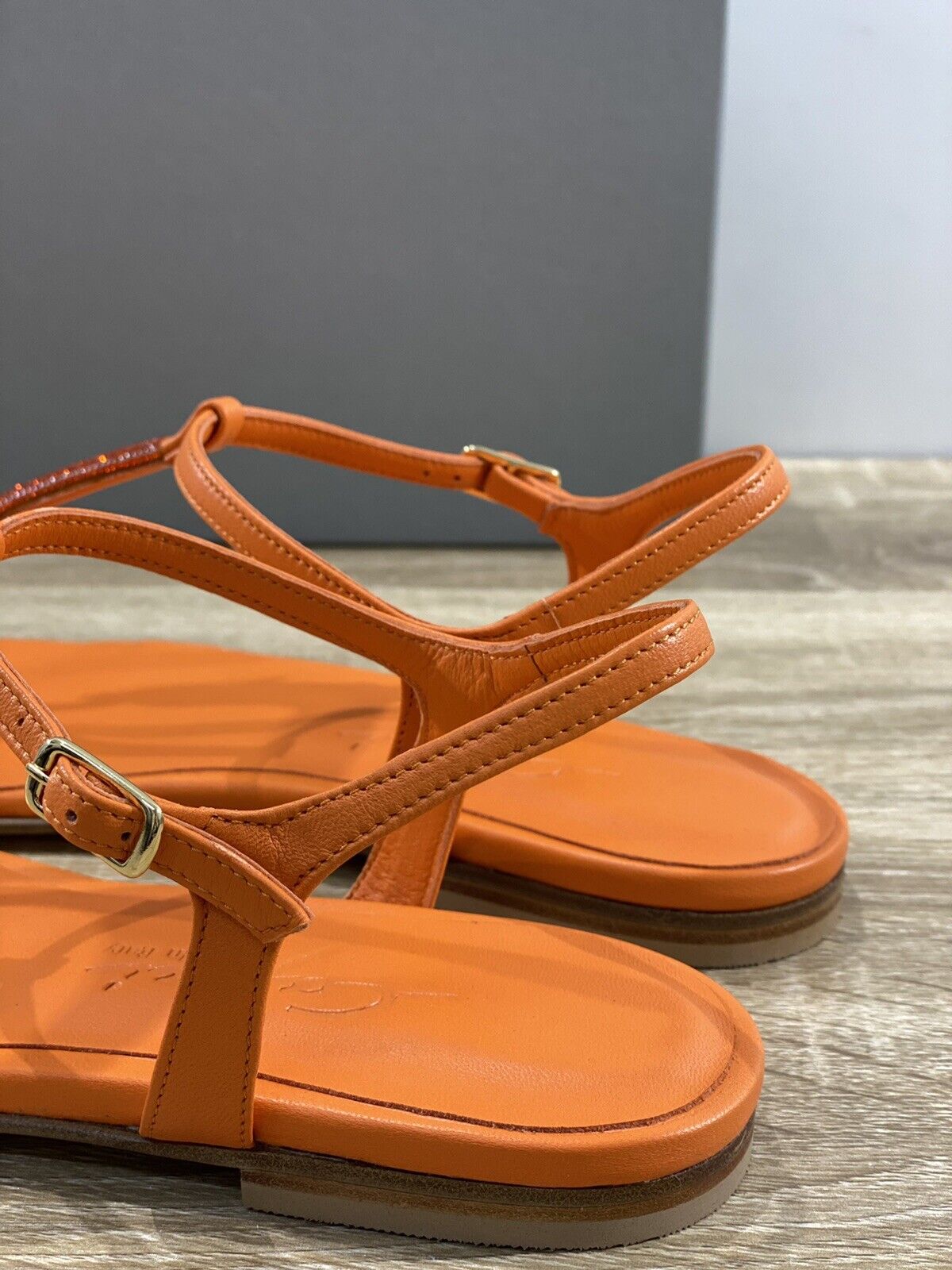 Sandalo Capri donna pelle arancio fatto a mano luxury capri sandal 38