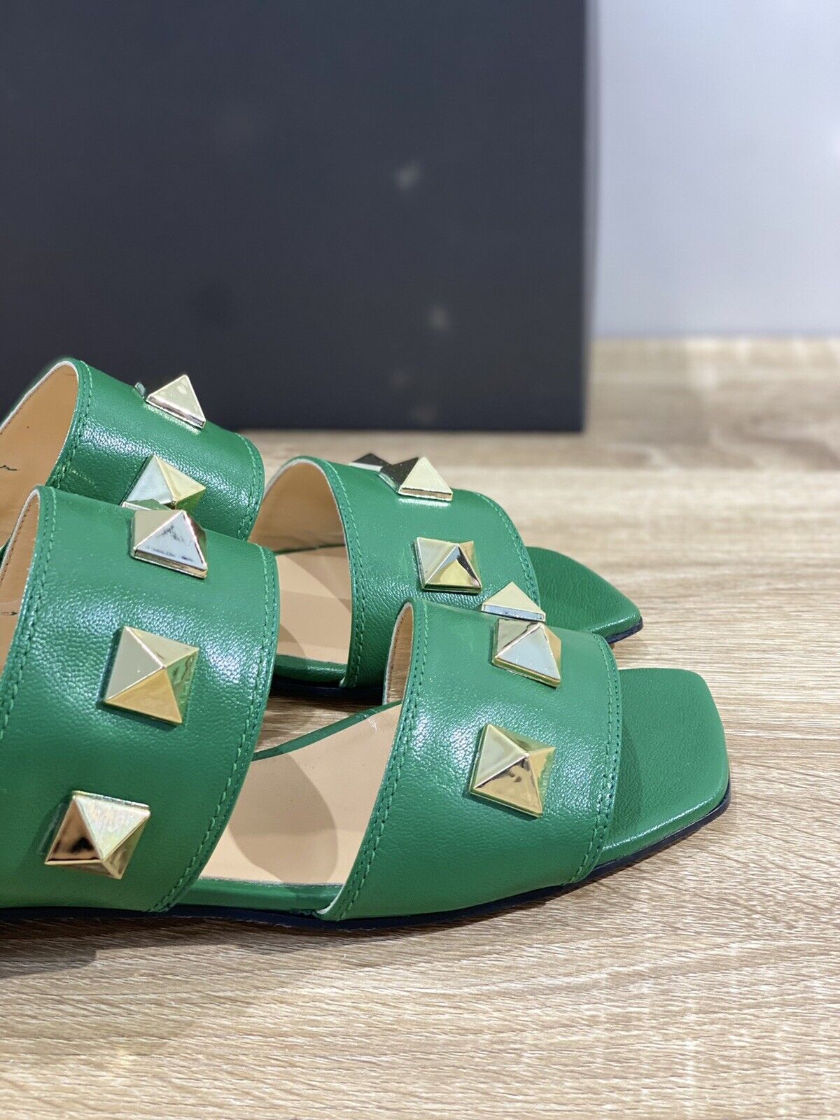 Roberto Botticelli sandalo donna in pelle Verde  Borchie luxury woman 37.5