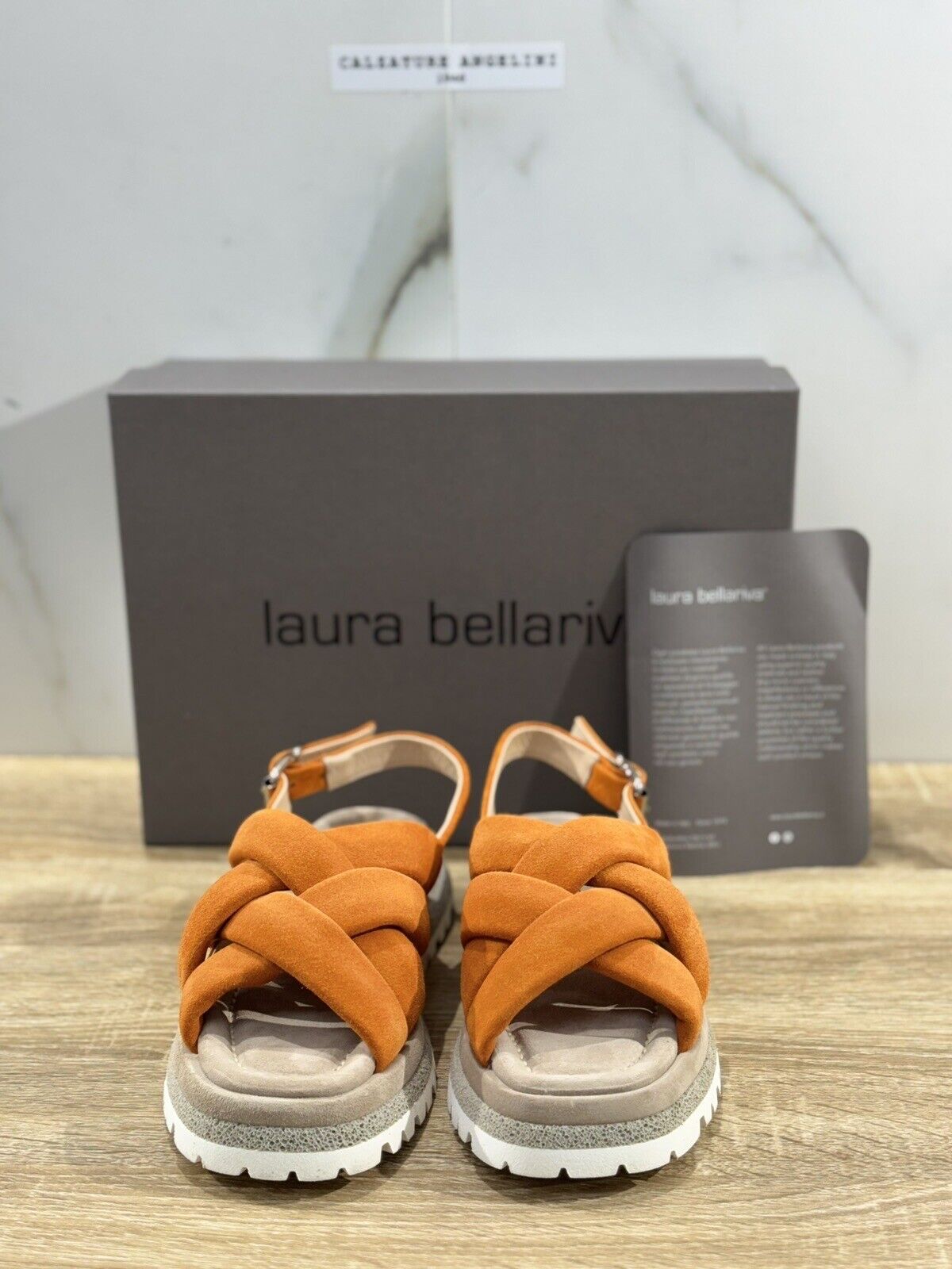 Laura Bellariva Sandalo Donna Pelle Arancio  Super Soft  Handmade In Italy 38