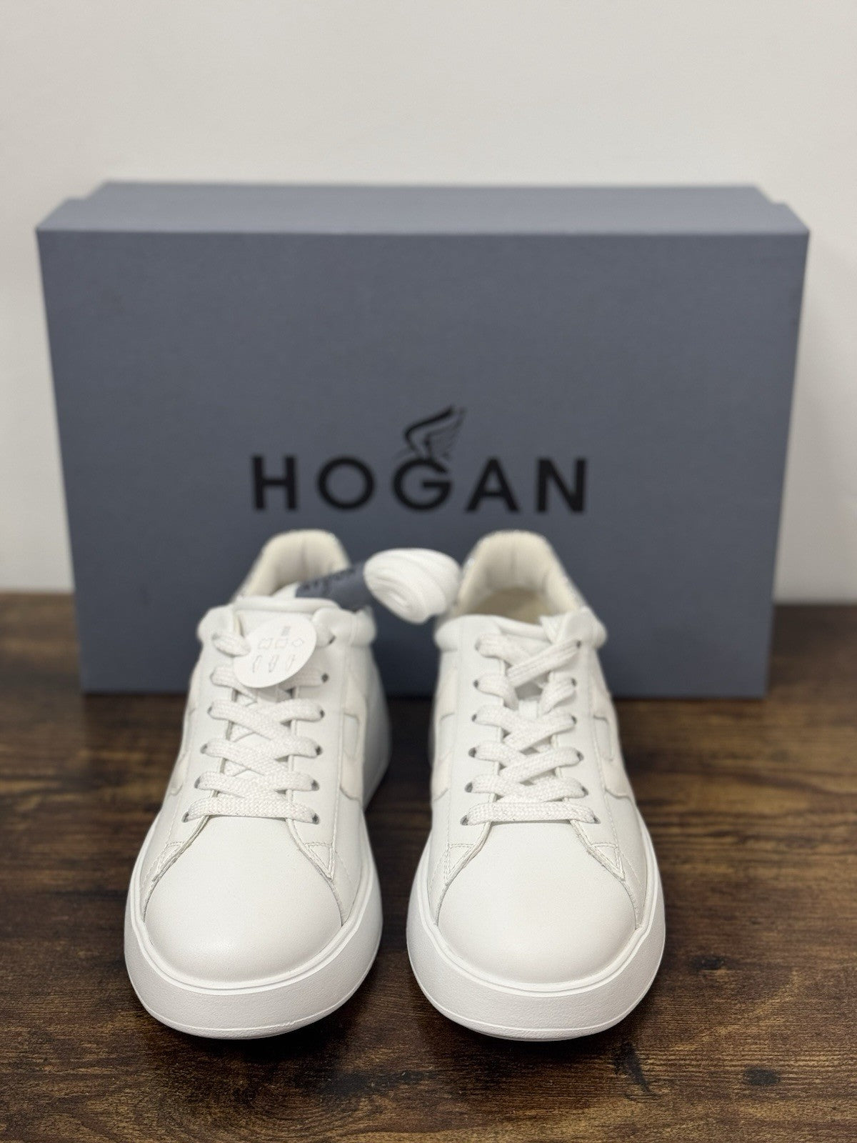 Hogan H564 Sneaker Pelle Bianca Argento  Casual Hogan Donna 35