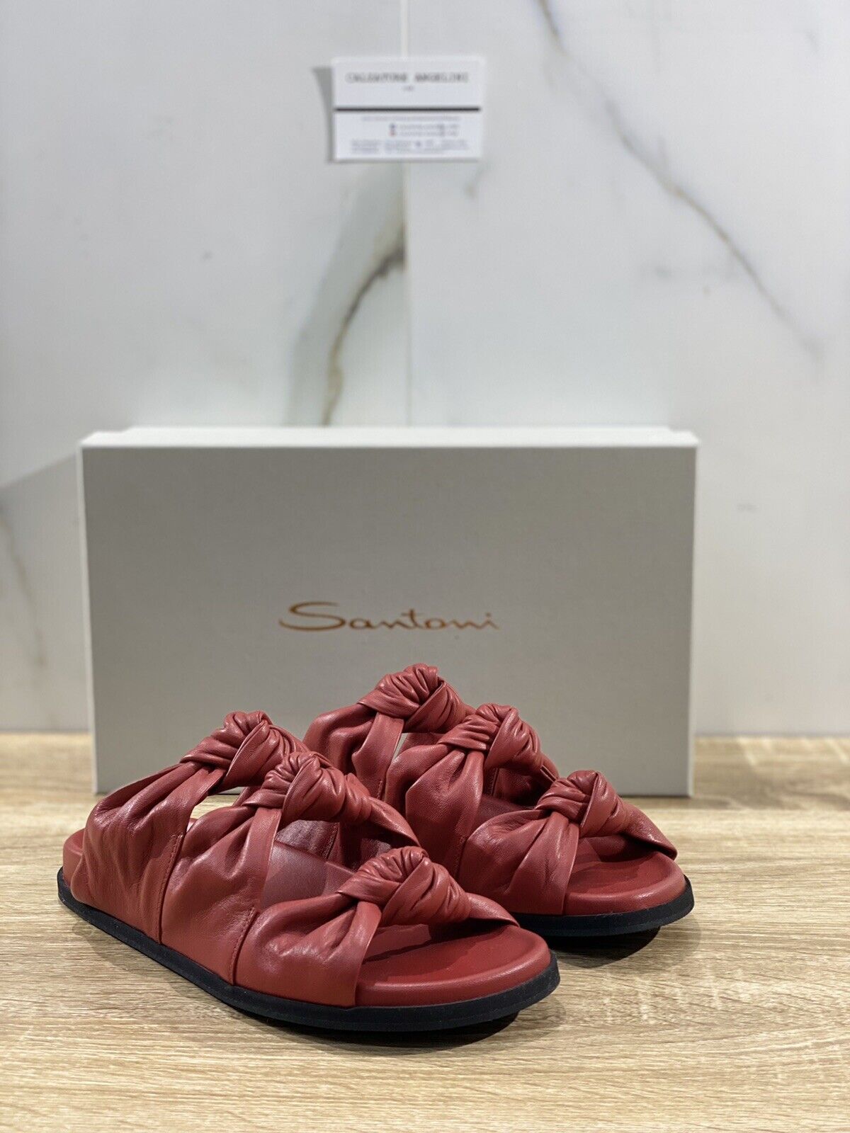 Santoni Sandalo Donna In Pelle Rossa Super Soft Leather Luxury Santoni 36