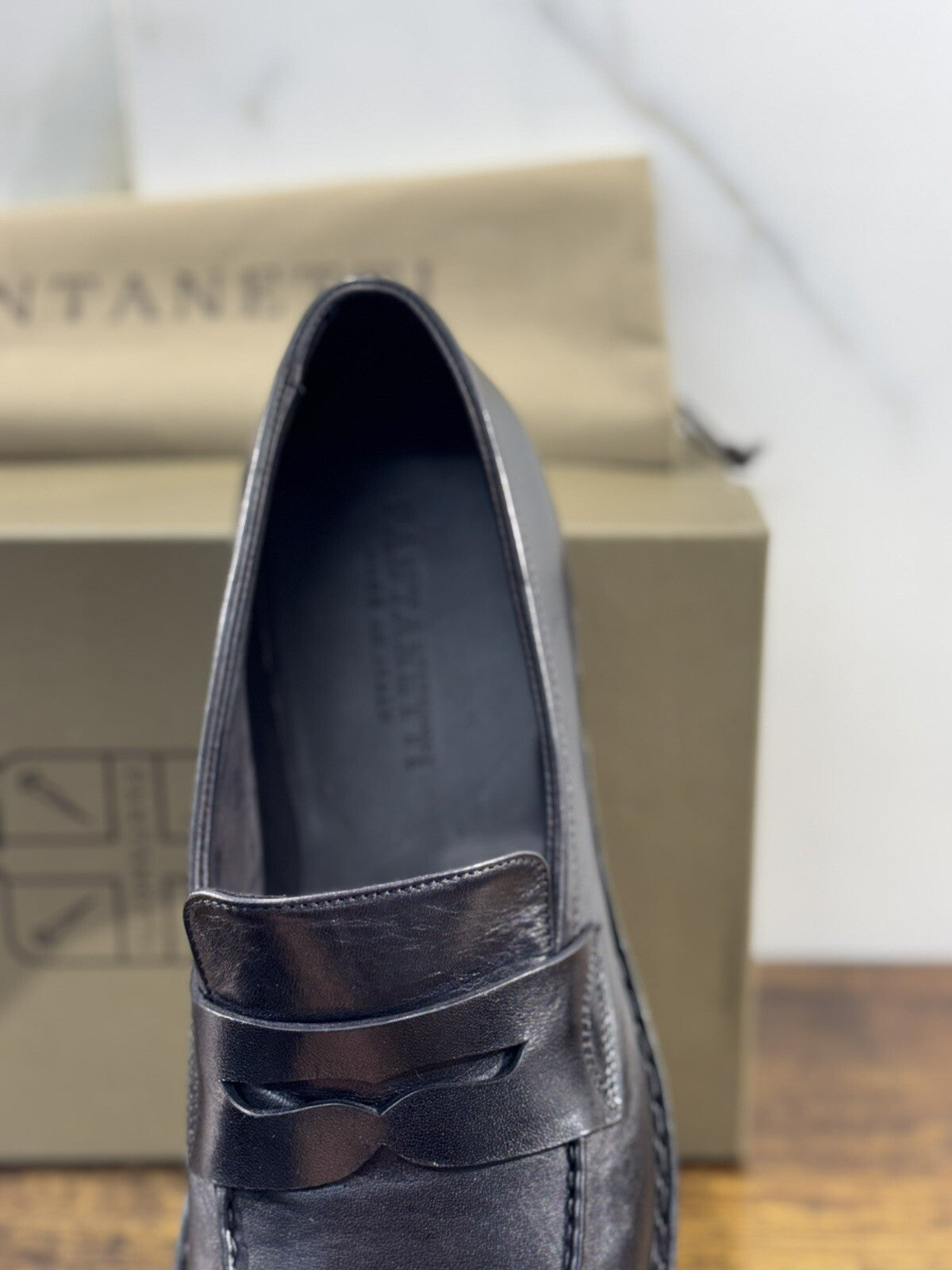 Pantanetti Mocassino  Uomo Pelle Nera Luxury Handmade Pantanetti Men Shoes 42