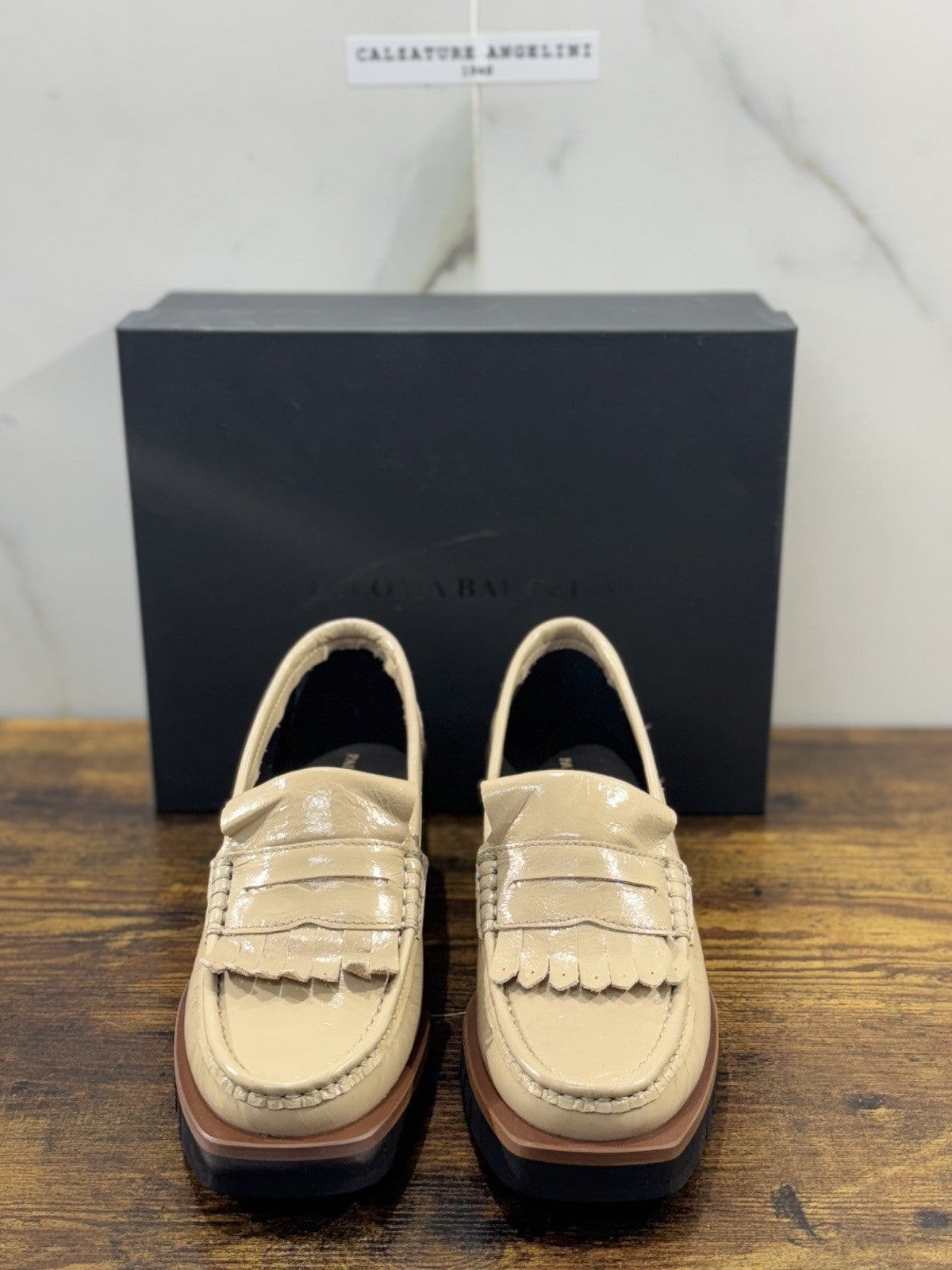 Paloma Barcelo’ Mocassino Gaula      Pelle Taupe Con Tacco     Casual Loafer 41