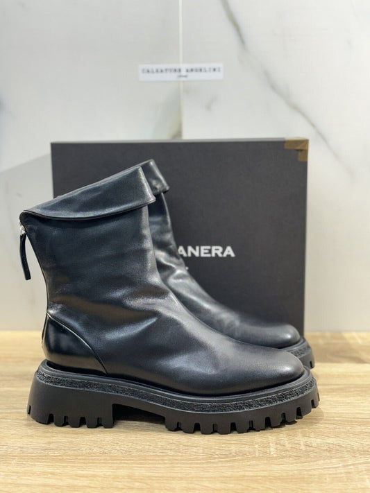 HALMANERA Biker Donna Rama Pelle Nera Extra Light Casual Handmade Boot 41