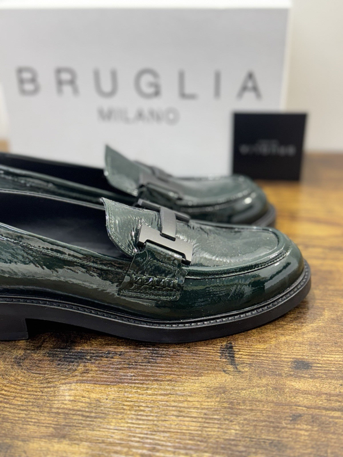 Bruglia Milano Mocassino Verdone   Pelle  Top Quality Scarpe Donna 41