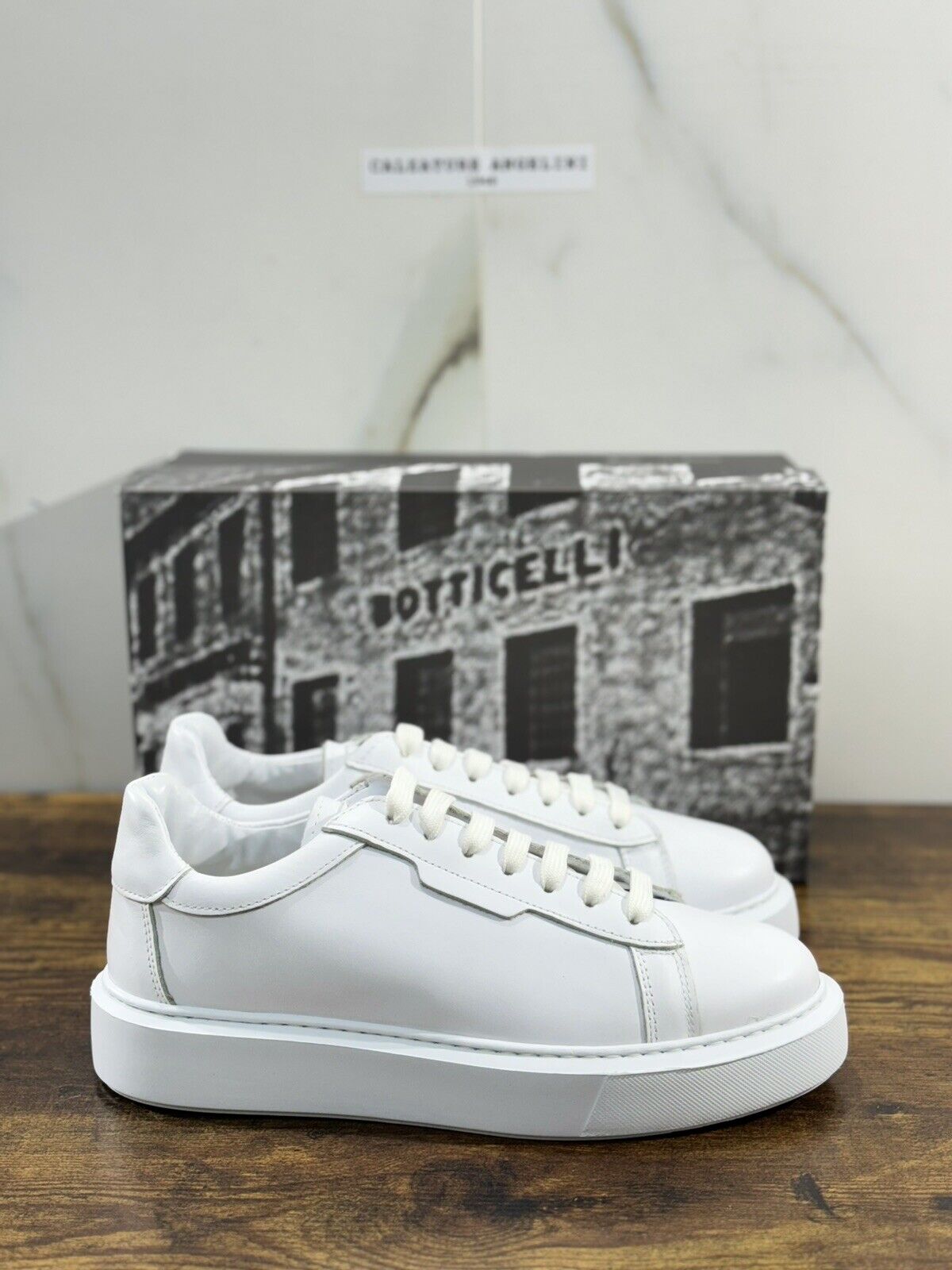 Roberto Botticelli Sneaker Uomo Pelle  Bianca Icon Fondo  Gomma Made In Italy 39