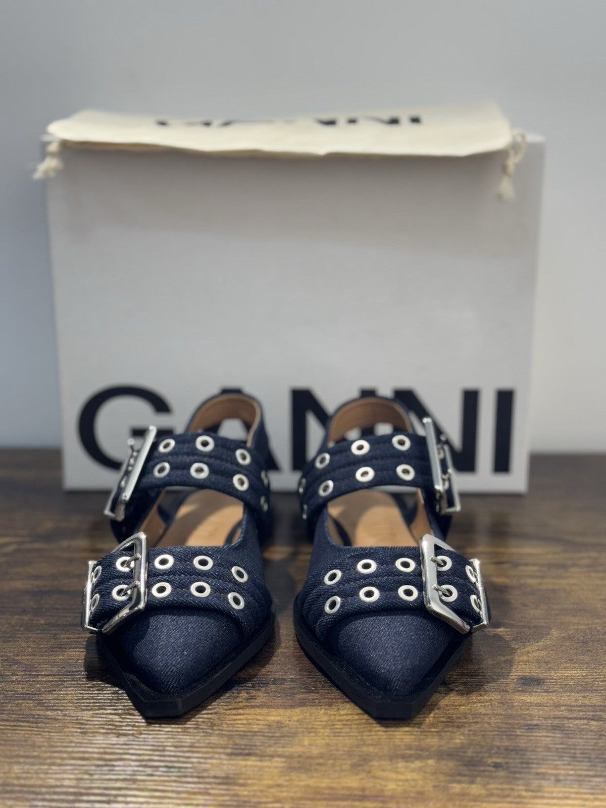 Ganni Ballerina Sling Back In Denim  Casual Ganni Scarpa Donna 37