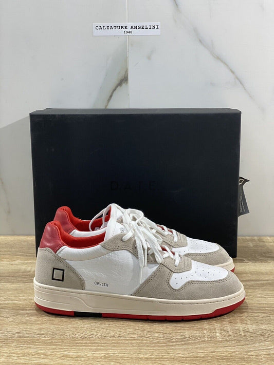 D.A.T.E Court Uomo  sneaker Pelle White Red Casual Shoes 43