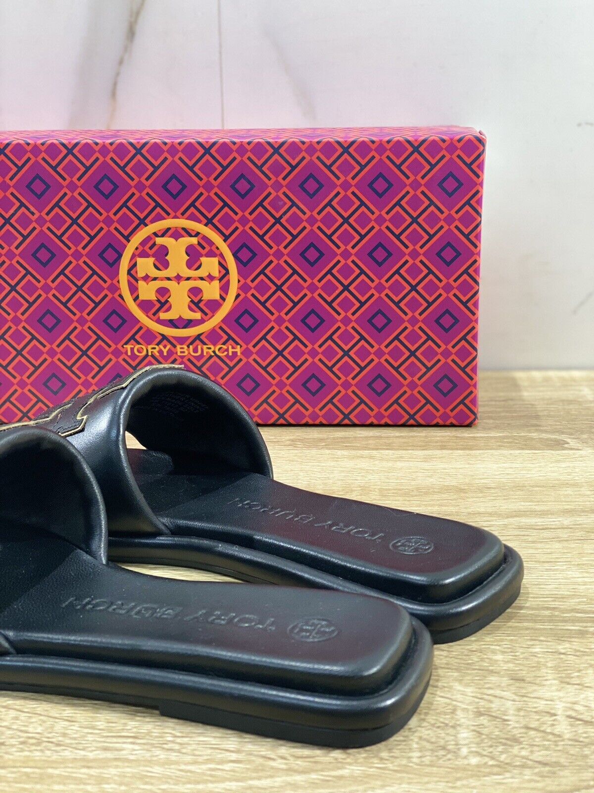 Tory Burch Doublet Sport Slide Sandal In Pelle Nera Luxury Woman Shoe 36.5