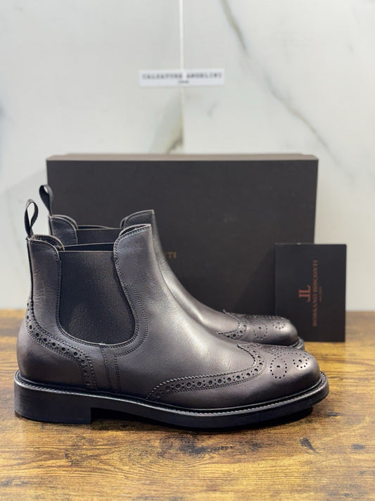 Rossano Bisconti Chelsea Boot Uomo Pelle  T Moro Fully Made In Italy 40