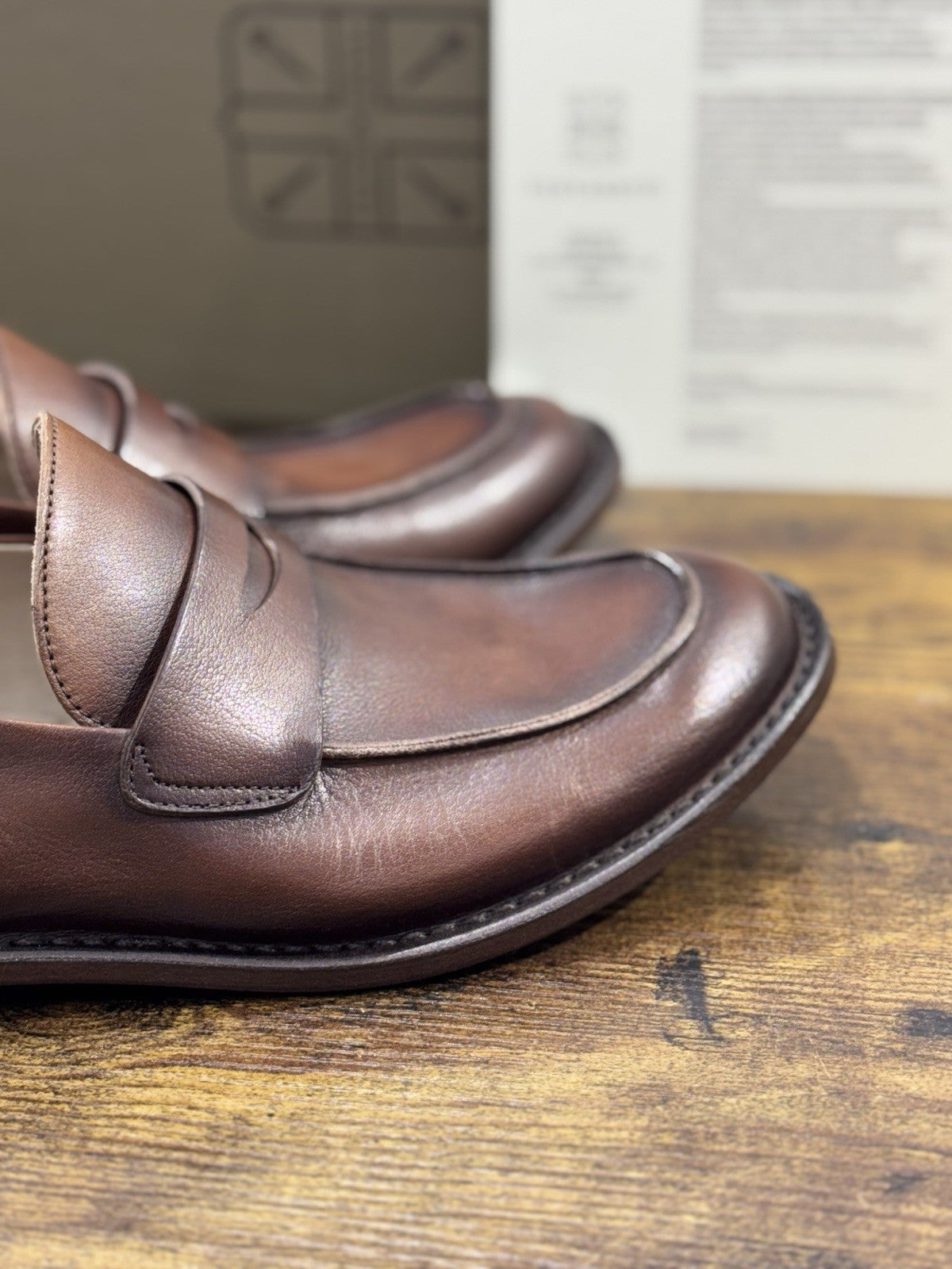 Pantanetti Mocassino Pelle Mandorla Fondo Cuoio Handmade In Italy Uomo 44