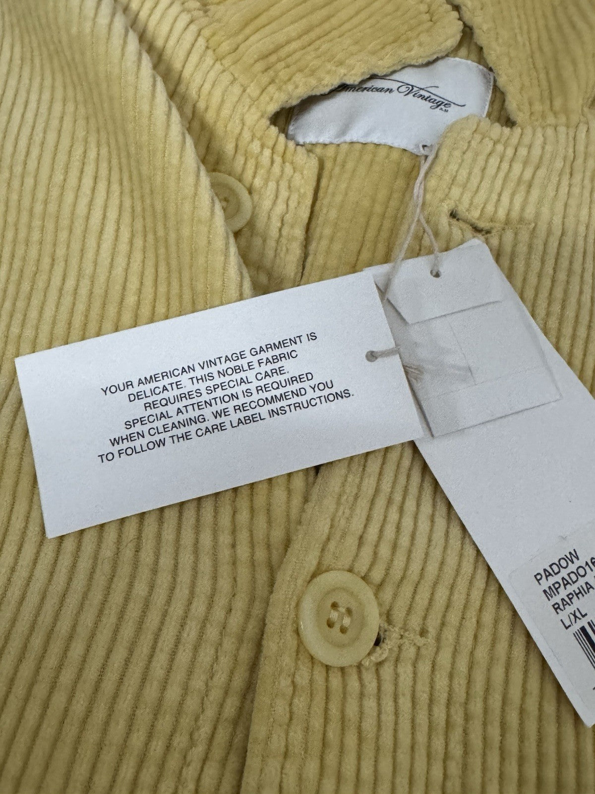 American Vintage Giacca Casual Cotone Velluto Giallo Casual Uomo L XL 