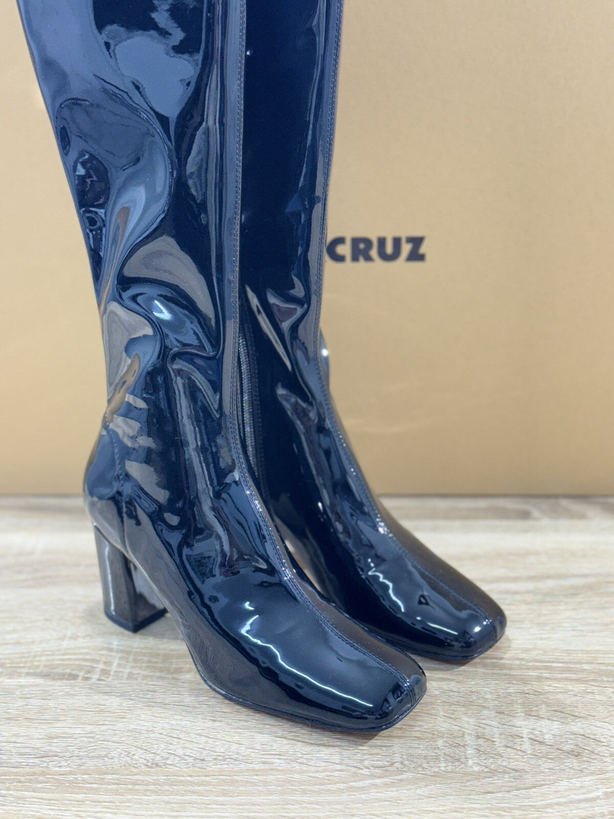 Lola Cruz Stivale Donna Vernice Nero Sopra Ginocchio Casual Woman Boot 37