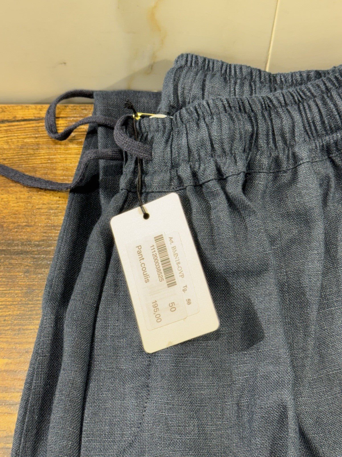 Salvatore Piccolo Napoli Pantalone  100% Lino Blu Top Italian Quality 50