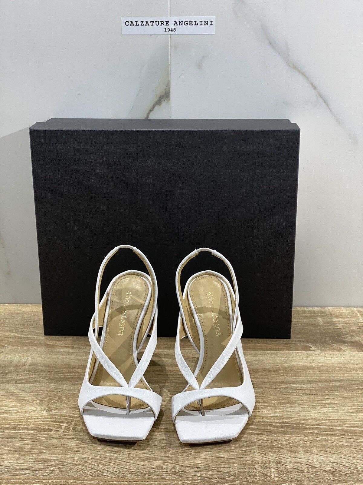 Aldo Castagna Sandalo Donna Lea In Pelle Bianco Con Tacco Luxury Sandal 36