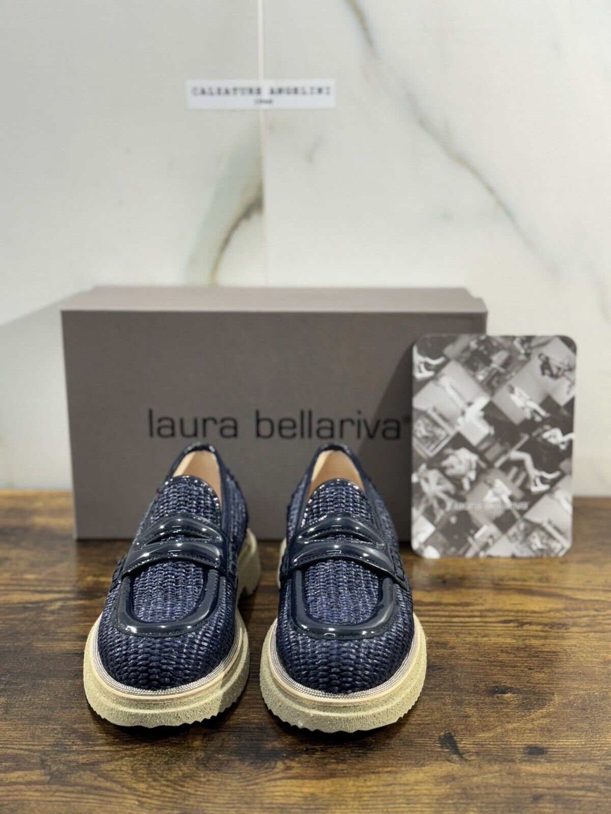 Laura Bellariva Mocassino Donna Blu Pelle E Raffia Extra light 37