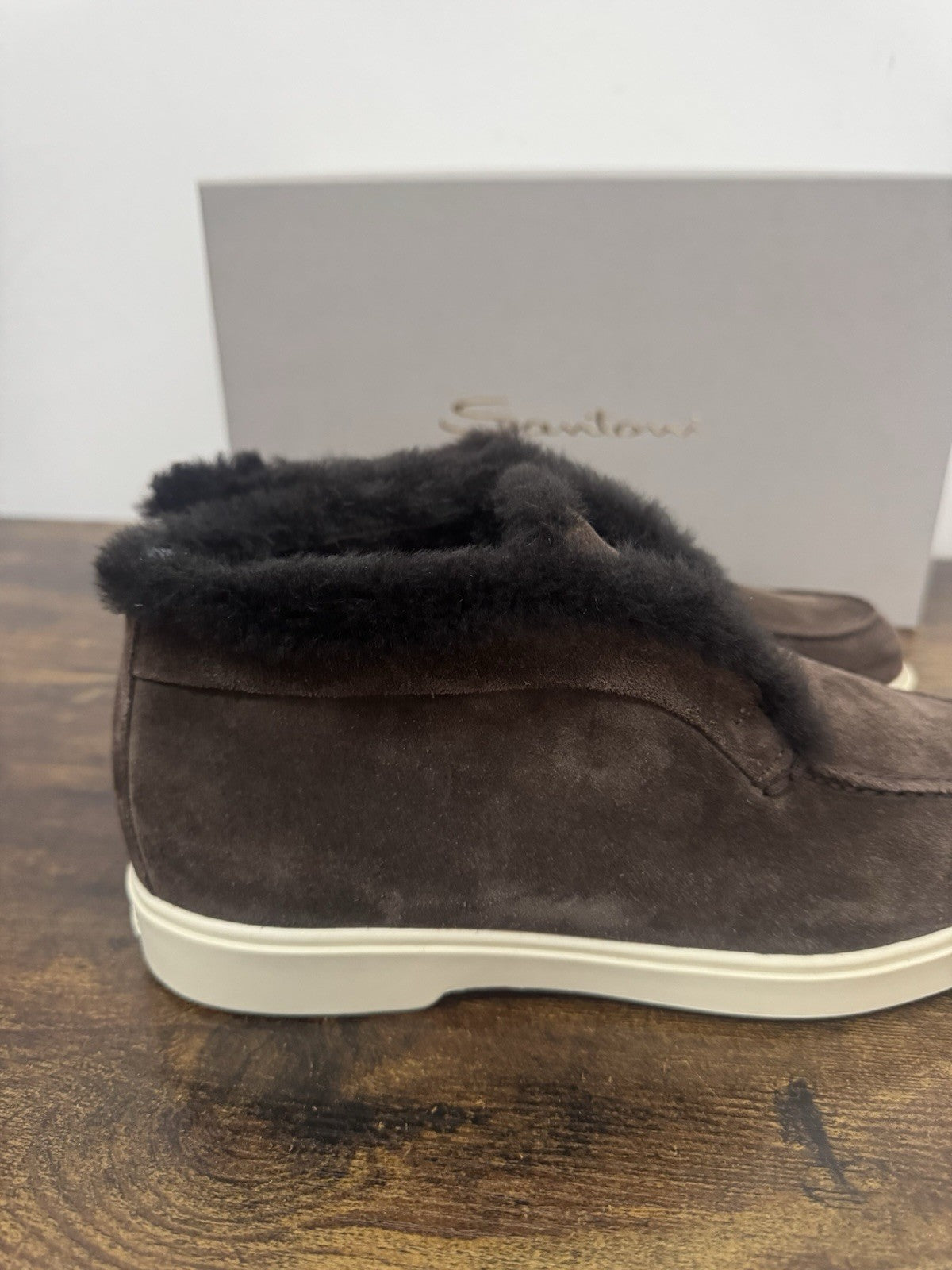 Santoni Open Walk Suede Marrone Pelliccia Casual Boot Donna 38