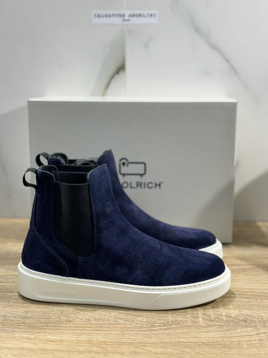 Woolrich Stivaletto Uomo Chelsea Boot Suede Blu  Fondo Vibram 42