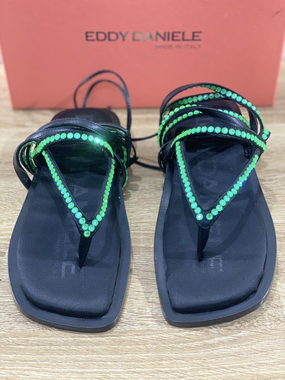 Eddy Daniele sandalo donna samuela real swarovski Nero   raso luxury 37