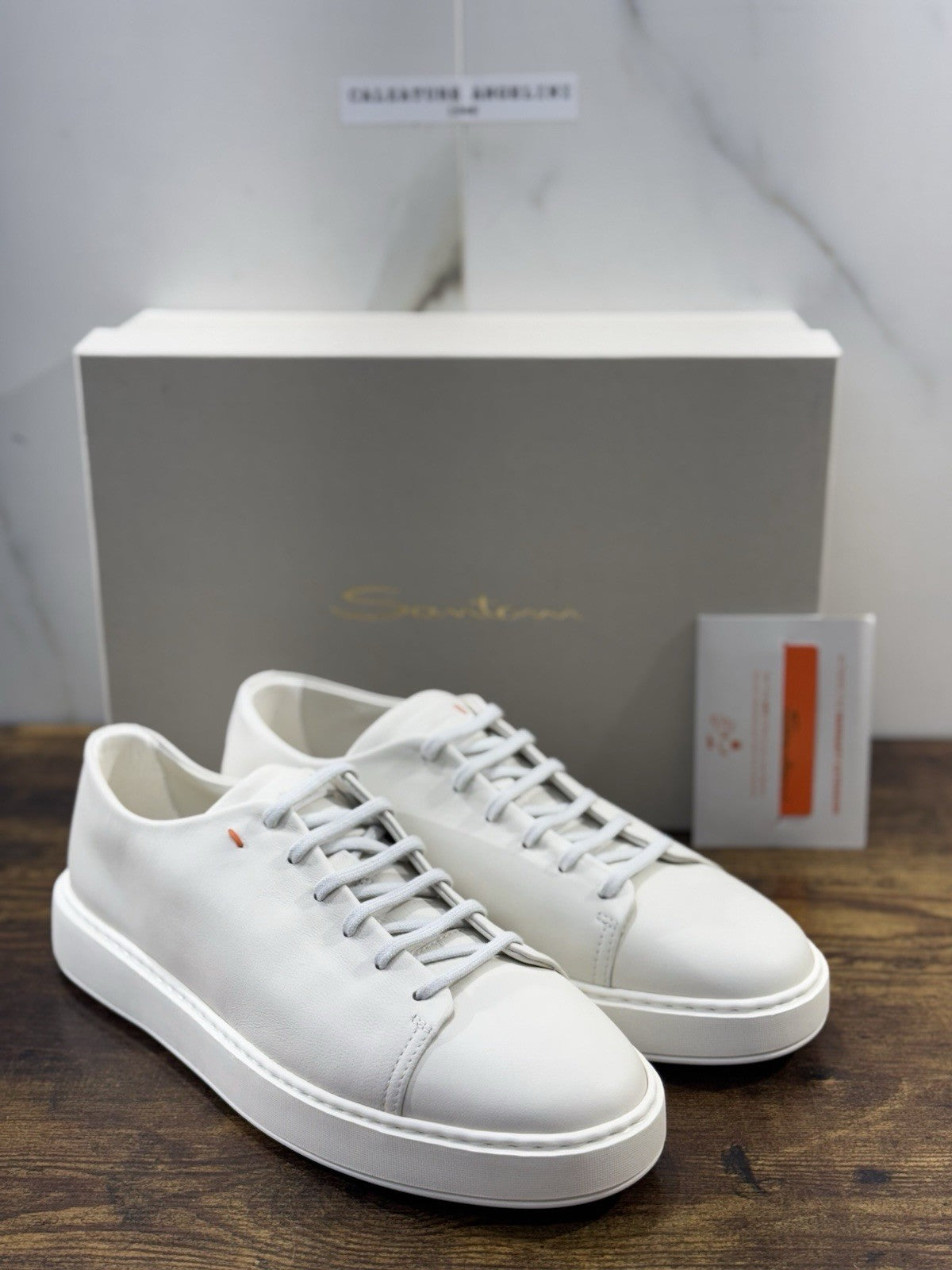 Santoni Sneaker Icon Pelle Bianca Luxury Santoni Scarpe Uomo 42