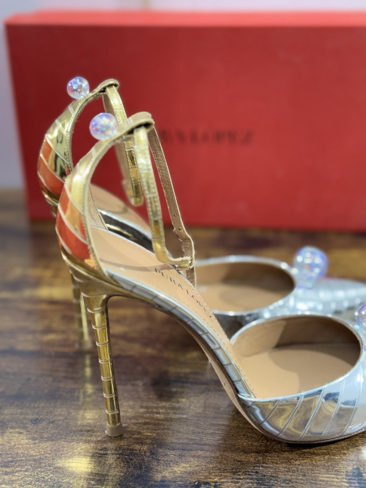 Pura Lopez Sandalo Donna Pelle Silver Gold Casual Sandal 38